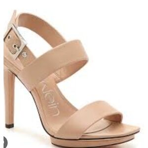 CALVIN KLEIN VALOMA NAPPA HEELS SANDAL COLOR DESERT SAND SIZE US 8.5M